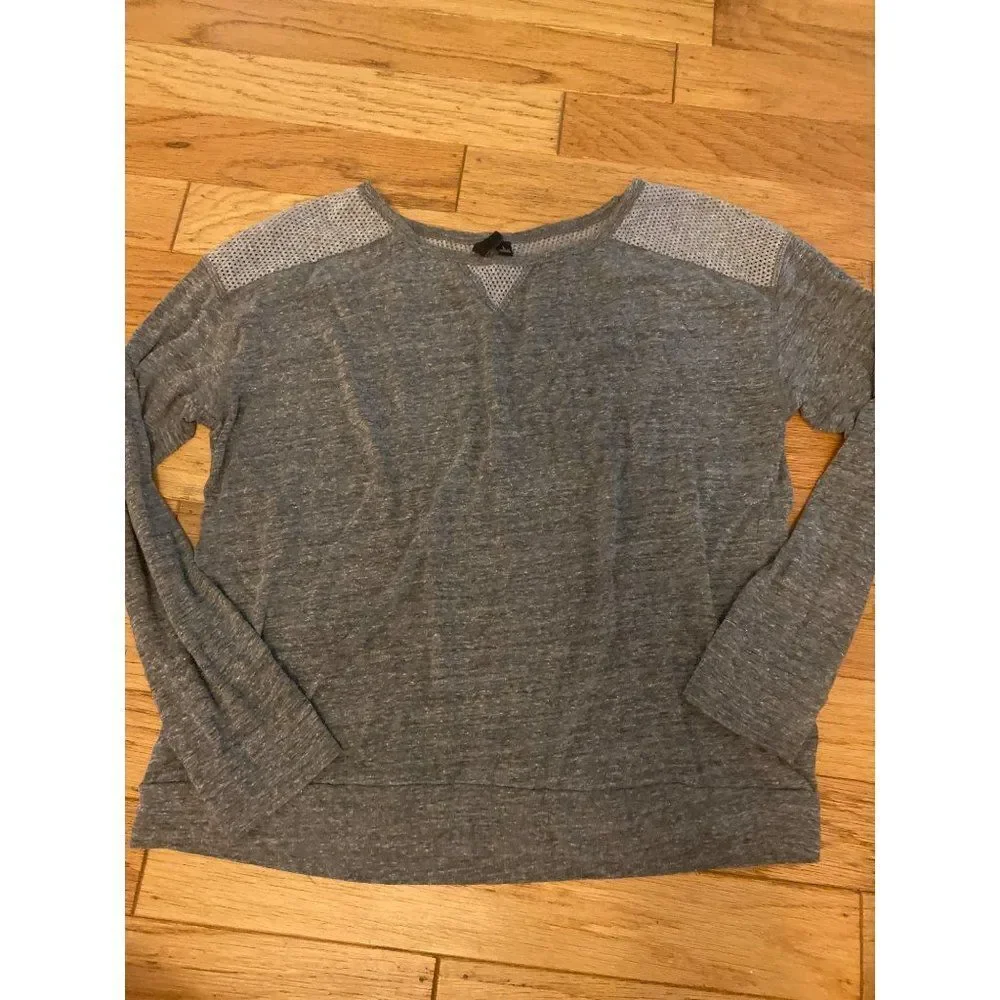 Cynthia Rowley women's casual grey cotton blend mesh shoulders shirt size large - Picture 1 of 9